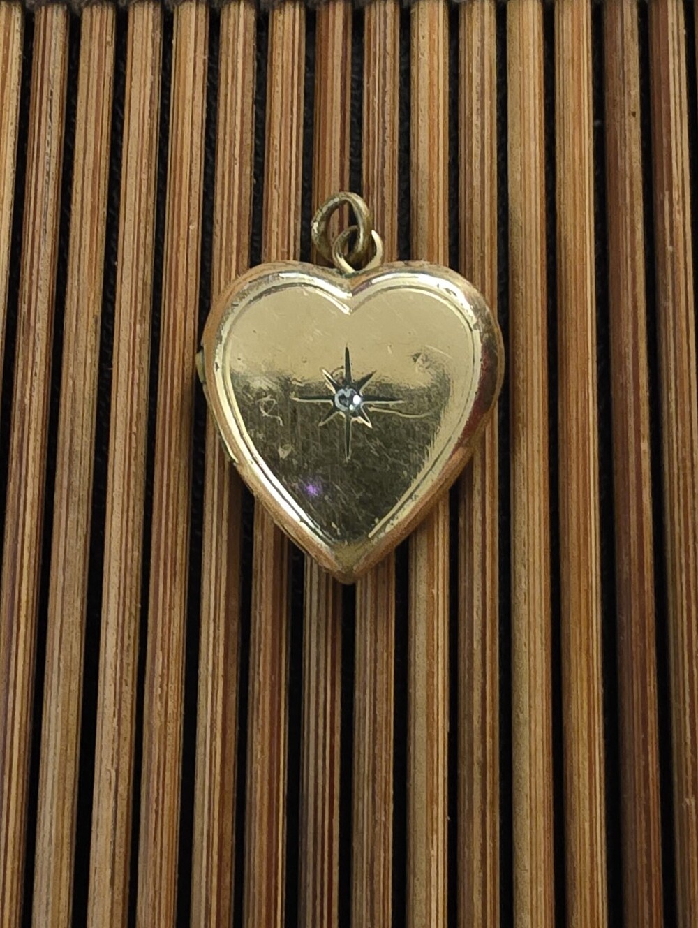 14k Gold Filled Diamond Yellow Gold Locket Pendant (Vintage)